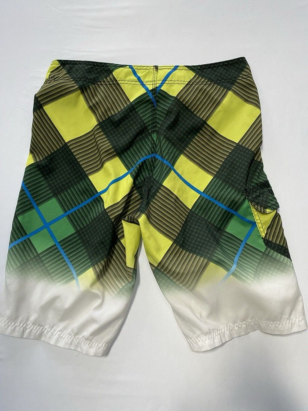 Hurley Mens Size 30 Plaid Boardshorts Green Yellow Swim Trunks Beachwear - Picture 6 of 6